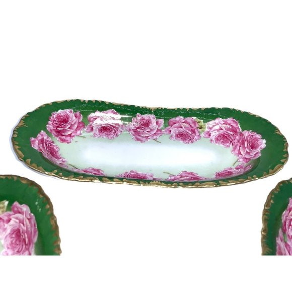 Steinmann a la France Pink Roses Celery Salt Condiment Dish Hand Painted Germany - Picture 5 of 8